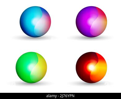 Ensemble de 3D sphères réalistes et colorées Illustration de Vecteur