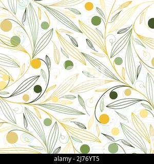 Motif floral avec fleurs de couleur verte et jaune Illustration de Vecteur