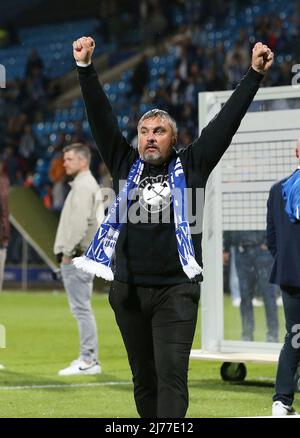 Firo 1.Bundesliga. 2021/2022 Soccer: Fuvuball: 06.05.2022 VfL Bochum - DSC Arminia Bielefeld dernière jubilation, jubilation, claps, VfL entraîneur, entraîneur, Thomas Reis, Banque D'Images