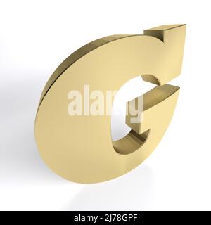 Lettre alphabétique en laiton G isolée sur fond blanc - illustration de rendu 3D Banque D'Images