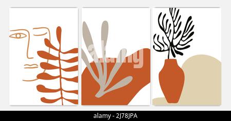 Ensemble d'affiches abstraites Matisse Shapes. Décor contemporain minimaliste style bohème, décor mural minimaliste boho. Art vectoriel Illustration de Vecteur
