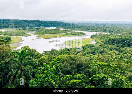 Equateur Amazonie. Rivière Pastaza, vue du point de vue de l'Indicahuri. Puyo, Équateur, Amérique du Sud. Banque D'Images