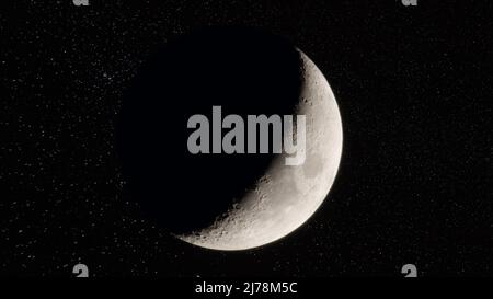 Photographie de la Lune dans la première phase du quart lunaire. Banque D'Images