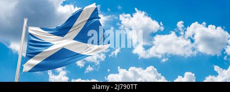 Le drapeau de l'Ecosse gaélique écossaise: Bratach na h-Alba Scots: Banner o Scotland, également connu sous le nom de St Andrew's Cross ou The Saltyre Banque D'Images