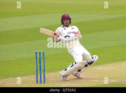 Londres, Royaume-Uni. 7 mai 2022. Londres, Royaume-Uni. Simon Kerrigan de Northamptonshire battant à Surrey Prenez Northamptonshire dans le championnat du comté de Kia Oval, troisième jour David Rowe/Alamy Live News Banque D'Images