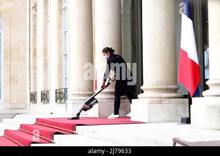 Paris, France. 07th mai 2022. Cérémonie d'investiture du Président de la République, Emmanuel Macron, au Palais de l'Elysée à Paris le 7 mai 2022, à la suite de sa réélection le 24 avril. Photo de Dominique Jacovides/pool/ABACAPRESS.COM crédit: Abaca Press/Alay Live News Banque D'Images