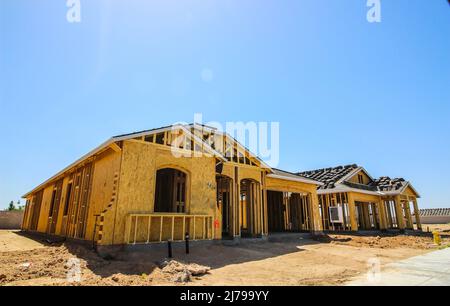 Deux nouvelles maisons en construction Banque D'Images