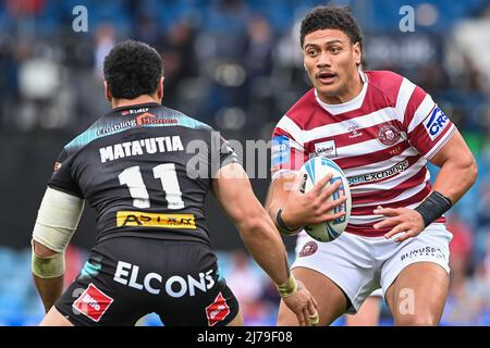 Patrick Mago (10) de Wigan Warriors en action dans , le 5/7/2022. (Photo de Craig Thomas/News Images/Sipa USA) Banque D'Images