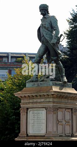 Turin, TO, Italie - 26 août 2015 : statue de PIETRO MICCA, un célèbre soldat Sabaudien italien Banque D'Images