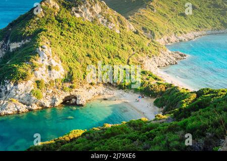 Plage de Timoni sur Korfu, Grèce Banque D'Images