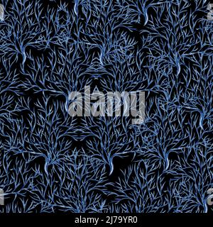 Motif dessiné à la main sans couture avec récif de corail et étoiles de mer. Illustration nautique aquarelle sous la mer. Banque D'Images