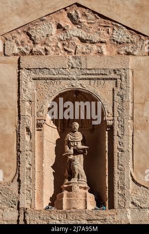 Église de Sant Francesc, le seul temple survivant du complexe monastique primitif des Franciscains de style gothique à Xativa, Valence, Espagne. Banque D'Images