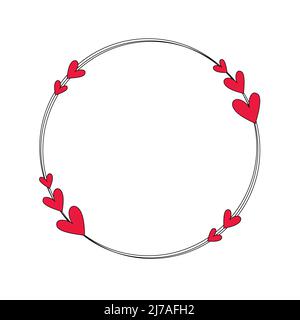 Illustration du vecteur du cadre cardiaque isolée sur fond blanc. Cadre rond en forme de coeur décoratif. Illustration de Vecteur