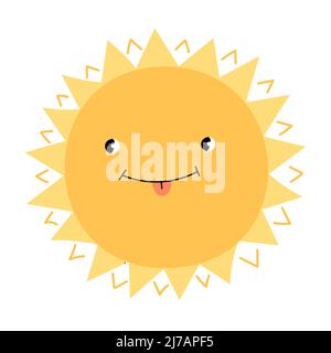 Soleil éclatant. Sourire souriant visage. Illustration de Vecteur