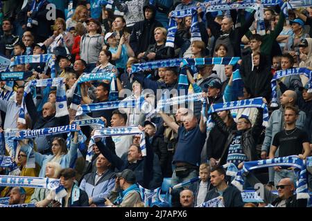 Les fans de Zenit ont vu lors du match de football de la première Ligue russe entre Zenit Saint-Pétersbourg et Khimki Moscou oblast à Gazprom Arena. Score final; Zenit 1:0 Khimki. Banque D'Images