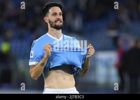 7th mai 2022; Stadio Olimpico, Rome, Italie: Serie A football, SS Lazio contre Sampdoria; Luis Alberto de SS Lazio célébrant après avoir marquant son but pour 2-0 Banque D'Images