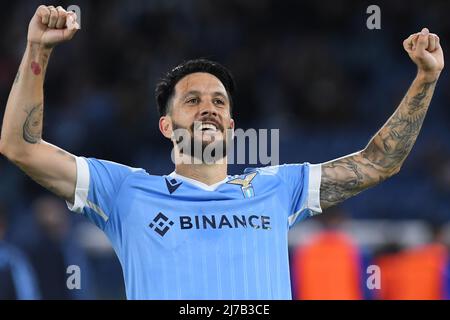 7th mai 2022; Stadio Olimpico, Rome, Italie: Serie A football, SS Lazio contre Sampdoria; Luis Alberto de SS Lazio célébrant après avoir marquant son but pour 2-0 Banque D'Images