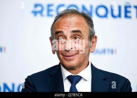 Paris, France. 07th mai 2022. Eric Zemmour pendant la journée de formation pour les candidats de son parti Reconquete! Pour les élections législatives à la salle Wagram, Paris, France, le 7 mai 2022. Crédit : Victor Joly/Alamy Live News Banque D'Images