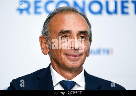 Paris, France. 07th mai 2022. Eric Zemmour pendant la journée de formation pour les candidats de son parti Reconquete! Pour les élections législatives à la salle Wagram, Paris, France, le 7 mai 2022. Crédit : Victor Joly/Alamy Live News Banque D'Images