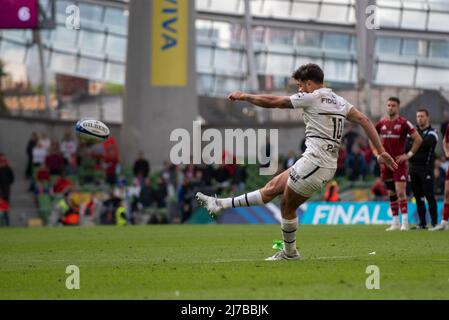 Romain Ntamack de Toulouse prend une pénalité lors du match de finale de la coupe des champions Heineken entre Munster Rugby et Stade Toulousain au stade Aviva de Dublin, Irlande, le 7 mai 2022 (photo par Andrew SURMA/ SIPA USA). Banque D'Images