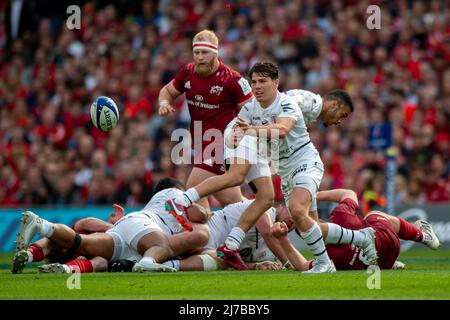 Antoine Dupont de Toulouse en action lors du match de finale de la coupe des champions Heineken entre Munster Rugby et Stade Toulousain au stade Aviva de Dublin, Irlande, le 7 mai 2022 (photo par Andrew SURMA/ SIPA USA). Banque D'Images