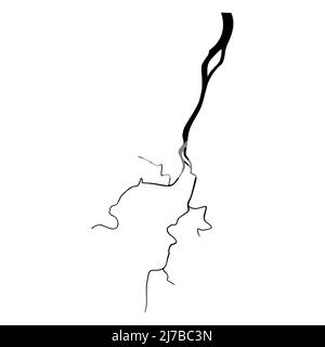 Fissure sur le béton ou le sol due au vieillissement ou à la sécheresse. Fissure isolée sur fond blanc. Illustration vectorielle monochrome Illustration de Vecteur