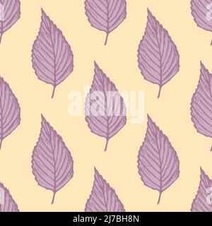 Feuilles d'arbre gravées à motif sans couture. Arrière-plan botanique vintage avec feuillage dessiné à la main. Texture de motif de couleur répétée pour l'impression, le tissu, Illustration de Vecteur