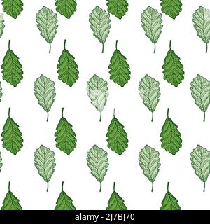 Feuilles de chêne gravé sans couture. Arrière-plan botanique vintage avec feuillage forestier de style dessiné à la main. Texture de conception de couleur répétée vectorielle pour p Illustration de Vecteur