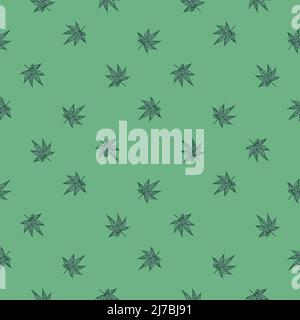 Feuilles érable canada gravé sans couture motif. Fond vintage feuille de cannabis botanique de style dessiné à la main. Texture de conception de couleurs à répétition vectorielle Illustration de Vecteur