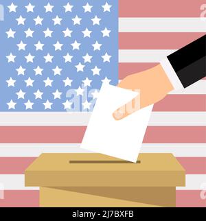 Vecteur de vote des électeurs entrant dans une boîte de scrutin Illustration de Vecteur