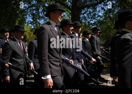 Les membres de l'association combinée Cavalry Old Comrades participent à leur défilé annuel et à leur service commémoratif, à Hyde Park, Londres. Date de la photo: Dimanche 8 mai 2022. Banque D'Images