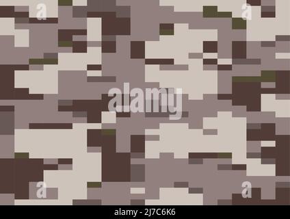 Camouflage multi-échelle de poussière brune, motif sans couture. vecteur digi camo, texture moderne de 8bit pixels, design digicamo Illustration de Vecteur