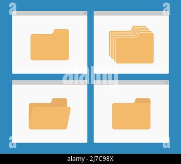 fenêtre de l'interface du bureau avec des dossiers isolés simple ui vector illustration plate Illustration de Vecteur