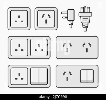 prise de courant prise électrique type g et i set illustration vectorielle plate Illustration de Vecteur