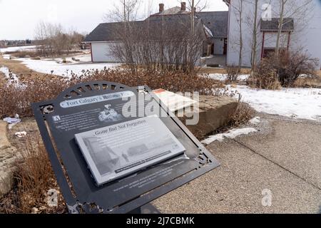 Calgary, Alberta, Canada - mars 14 2022 : lieu historique national du Canada du fort Calgary. Banque D'Images