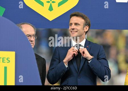 Emmanuel Macron - OGC Nice contre FC Nantes le 7 mai 2022 à Saint-Denis, France. (Photo de Lionel Urman/Sipa USA) Banque D'Images