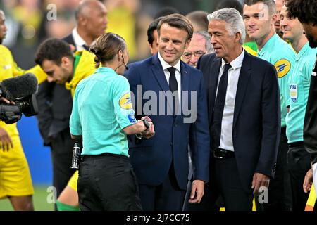 Emmanuel Macron - OGC Nice contre FC Nantes le 7 mai 2022 à Saint-Denis, France. (Photo de Lionel Urman/Sipa USA) Banque D'Images