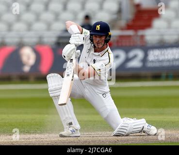 8th mai 2022 ; Emirates Old Trafford, Manchester, Lancashire, Angleterre ; Championnat du comté de cricket, Lancashire versus Warwickshire, jour 4; Rob Yates de Warwickshire Banque D'Images