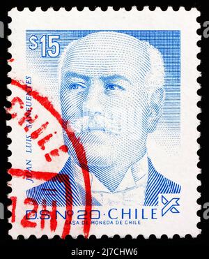 CHILI - VERS 1987 : un timbre imprimé au Chili montre Juan Luis Sanfuentes Andonaegui, président du Chili, 1915 – 1920, vers 1987 Banque D'Images