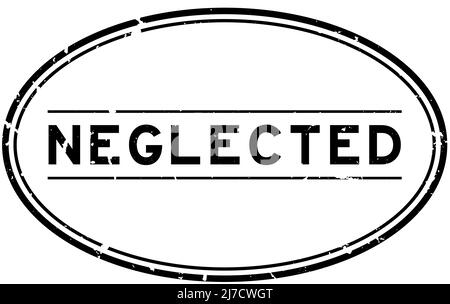 Grunge noir négligé mot ovale joint en caoutchouc timbre sur fond blanc Illustration de Vecteur