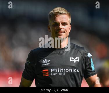 Gareth Anscombe d'Ospreys, pendant le match à Swansea, Royaume-Uni, le 5/8/2022. (Photo de Mike Jones/News Images/Sipa USA) Banque D'Images