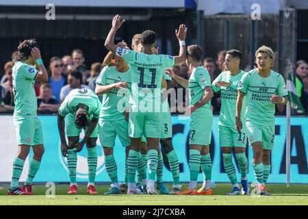 Rotterdam, pays-Bas. 8 mai 2022, Rotterdam - Cody Gakpo de PSV Eindhoven célèbre le 0-1 lors du match entre Feyenoord et PSV au Stadion Feijenoord de Kuip le 8 mai 2022 à Rotterdam, pays-Bas. (Box to Box Pictures/Yannick Verhoeven) Banque D'Images