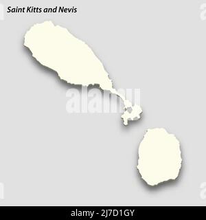 3D carte isométrique de Saint-Kitts-et-Nevis isolée à l'ombre. Illustration vectorielle de style carte papier Illustration de Vecteur