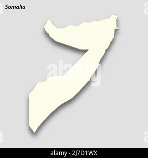 3D carte isométrique de la Somalie isolée à l'ombre. Illustration vectorielle de style carte papier Illustration de Vecteur