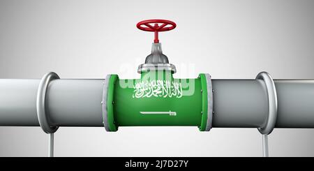 Pipeline de pétrole et de gaz de l'Arabie Saoudite. Concept de l'industrie pétrolière. 3D rendu Banque D'Images