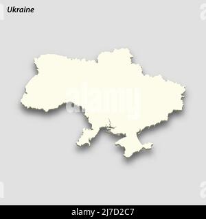 3D carte isométrique de l'Ukraine isolée avec l'ombre. Illustration vectorielle de style carte papier Illustration de Vecteur