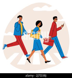 Personnes sur un passage de côté Illustration de Vecteur