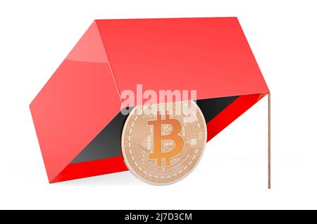 Trap with bitcoin, 3D rendering isolated on white background Stock Photo