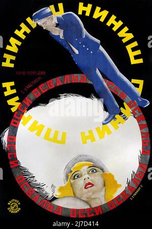 Vintage 1920s soviétique avant-Garde film affiche pour : Niniche 1925 - affiche par Stenberg Brothers - Vladimir Stenberg, Georgii Stenberg Banque D'Images