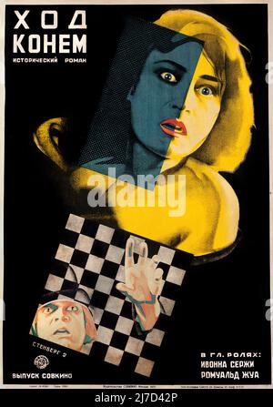 Vintage 1920s soviétique avant-Garde film Poster for THE KNIGHT'S MOVE 1927 - Poster by Stenberg Brothers - Vladimir Stenberg, Georgii Stenberg Banque D'Images